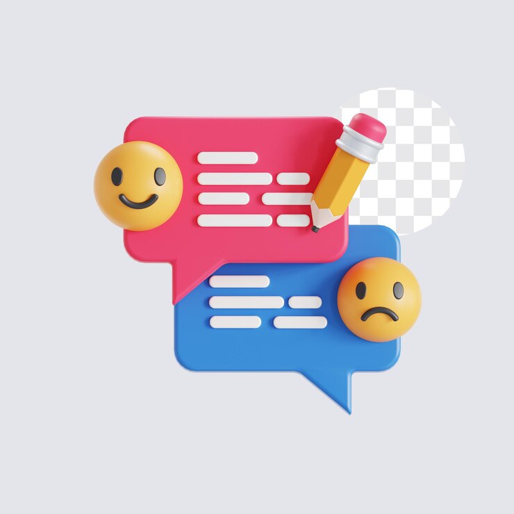 PSD iconica 3d del commento positivo e negativo del sondaggio