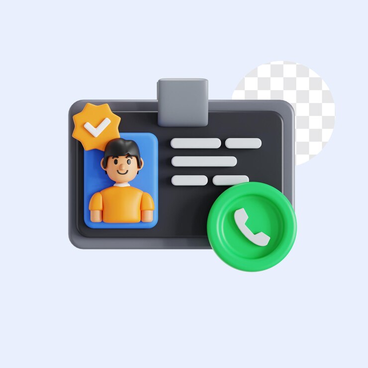 PSD iconica 3d della carta d'identità del servizio clienti