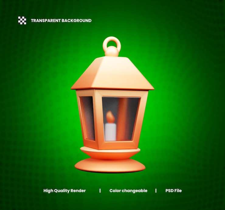 PSD iconica 3d della lanterna del ramadan o illustrazione 3d della lanterna islamica