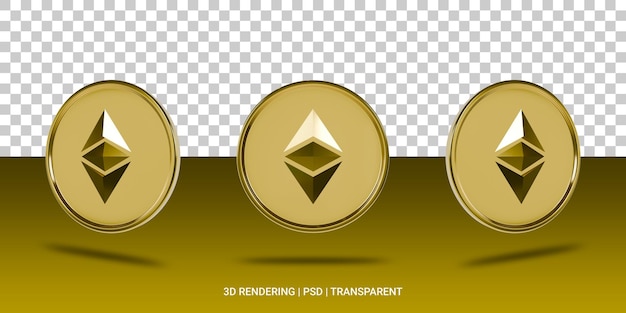 Iconica 3D della moneta d'oro Ethereum Classic