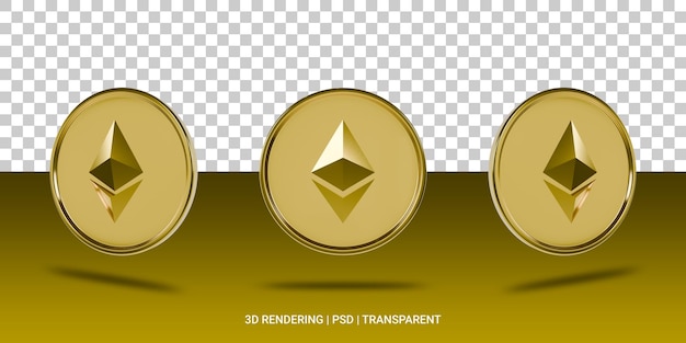 Iconica 3D della moneta d'oro Ethereum