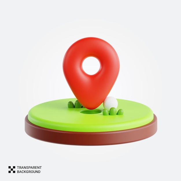 Iconica 3D della posizione del pin del cartone animato di golf