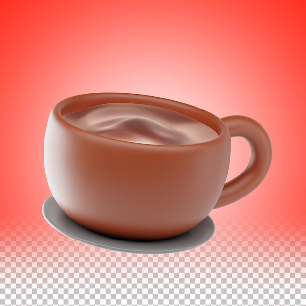 Iconica 3D della tazza di caffè Illustrazione minimalista della bevanda calda