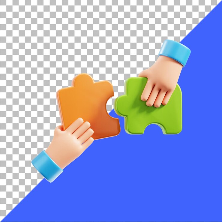 PSD iconica 3d di collaborazione di squadra