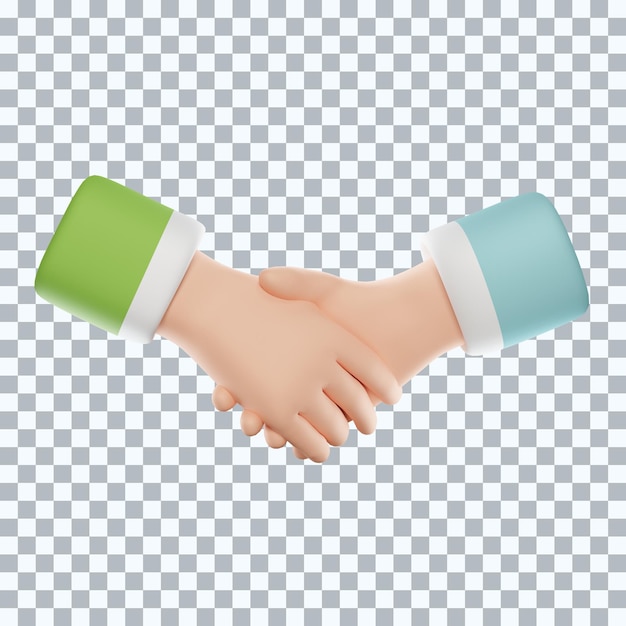 Iconica 3D PSD isolata del partner di collaborazione per la stretta di mano
