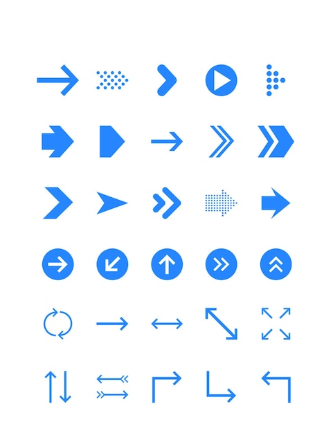 Iconica a freccia blu del vettore del materiale dell'interfaccia utente