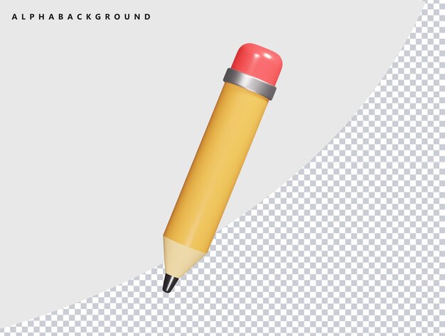 Iconica a matita illustrazione di rendering 3D
