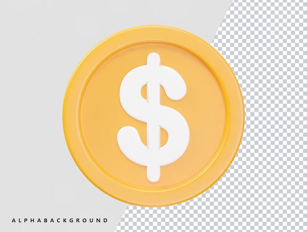 Iconica del dollaro 3d render trasparente elemento psd