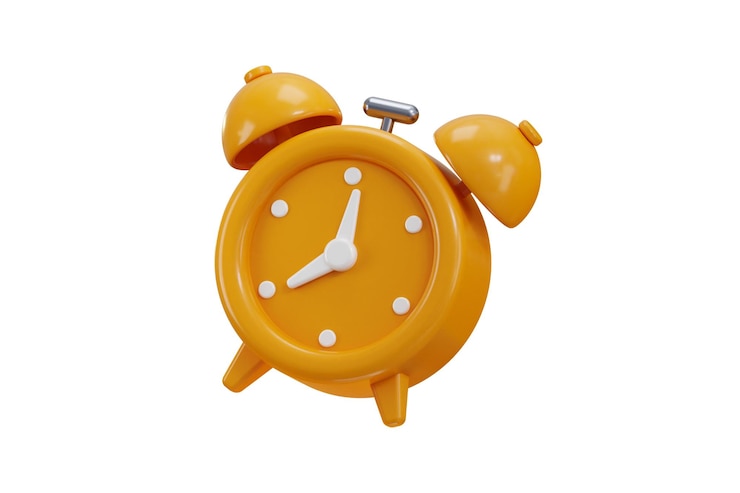 PSD iconica dell'orologio sveglia 3d render concetto di orologio timer orologio avviso orologio promemoria orologio iconica