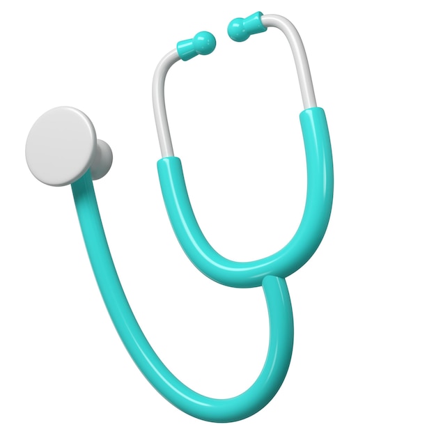 Iconica dello stetoscopio turchese 3D Render Illustrazione strumento medico Simbolo concetto dell'industria sanitaria