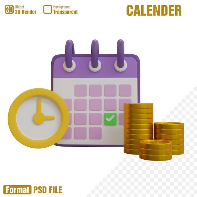 Iconica di calendario 3D Calendario di progettazione 3D