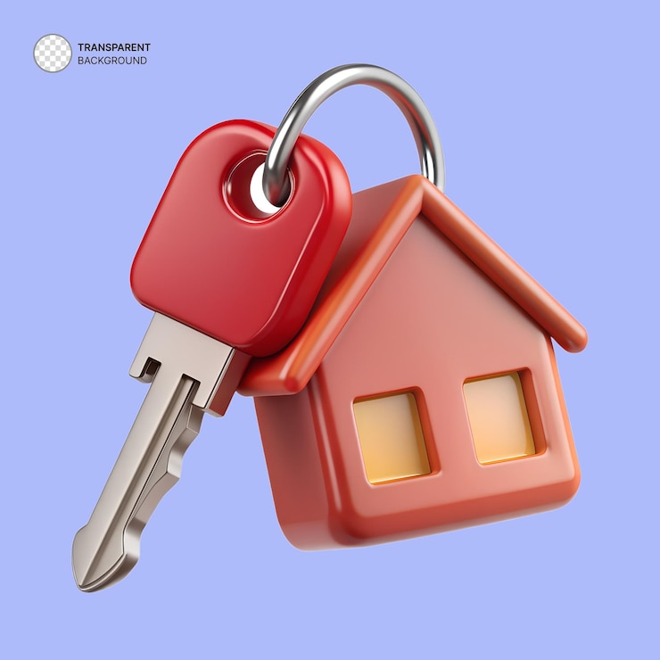 PSD iconica di casa a chiave rossa 3d
