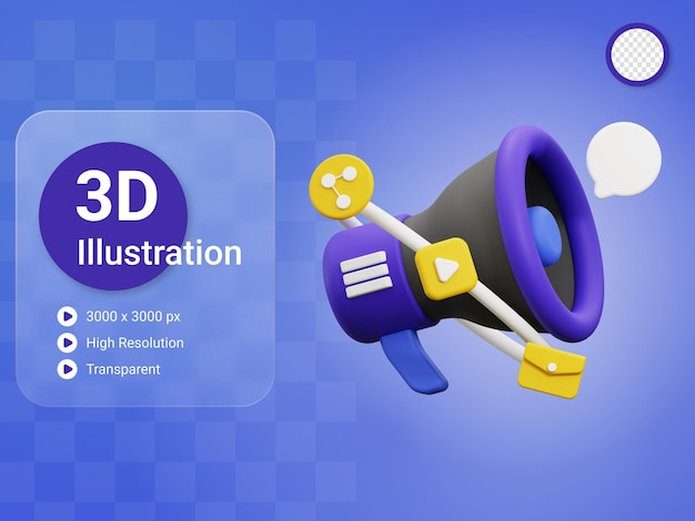 Iconica di condivisione dei social media 3D.