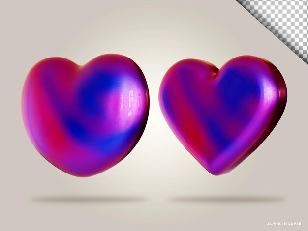 Iconica di cuore isolata illustrazione di rendering 3D