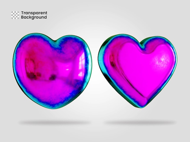 Iconica di cuore isolata illustrazione di rendering 3D