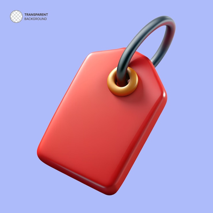 PSD iconica di etichetta rossa 3d