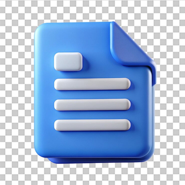 PSD iconica di file di documento 3d oggetto 3d isolato su sfondo bianco