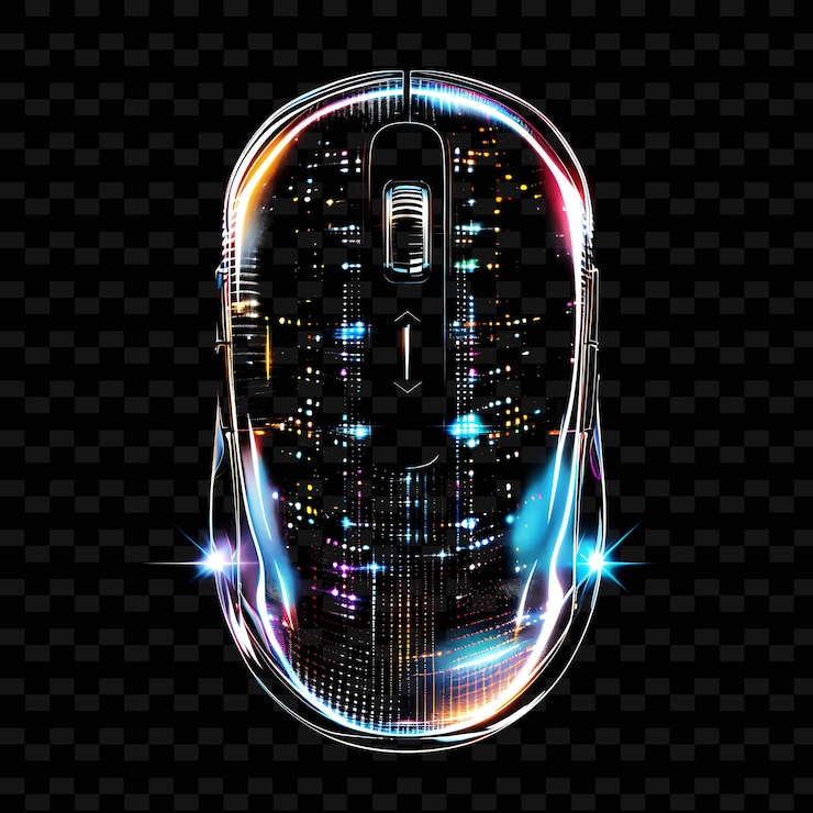 PSD iconica di mouse pulsante metallico opaco con disegno geometrico che delinea la forma y2k in tendenza decorativa