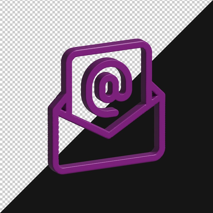 PSD iconica di posta elettronica viola 3d
