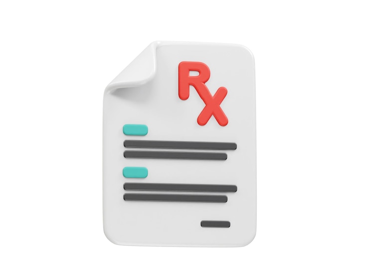 PSD iconica di ricetta medica illustrazione di rendering 3d iconica della ricetta 3d illustrazione di rending