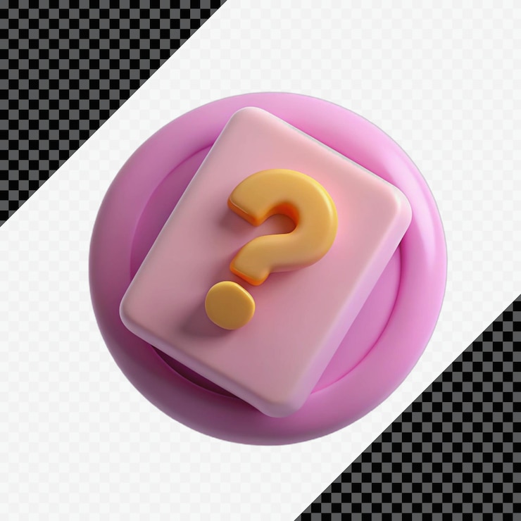 PSD iconica di segno d'interrogazione 3d con colori rosa e giallo