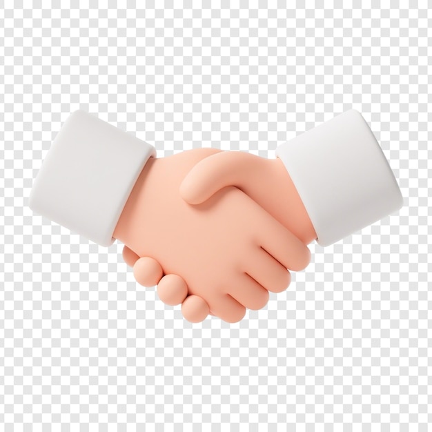 Iconica di stretta di mano in cartone animato 3D
