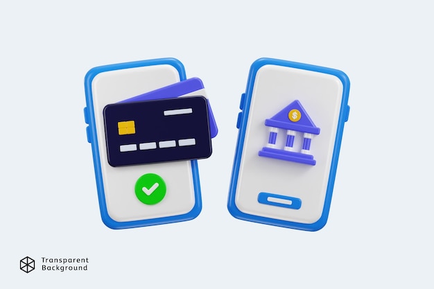 Iconica di trasferimento di denaro 3D online su carta di credito online per la banca con per il pagamento finanziario online