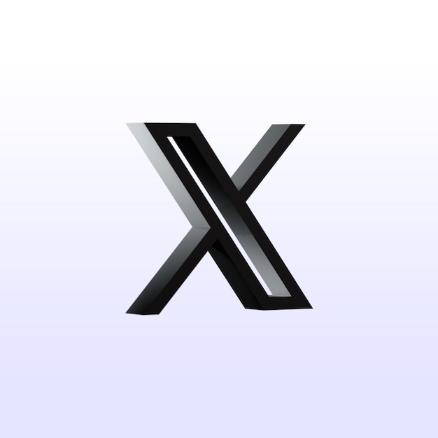 Iconica di Twitter 3d isometrica isolata trasparente X