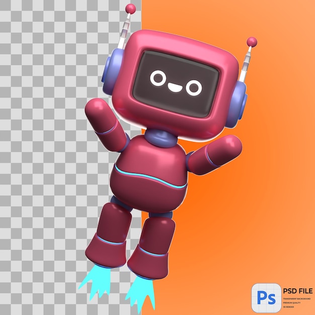 Iconica isolata PNG dell'illustrazione 3D del robot volante