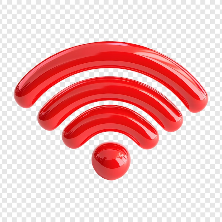 PSD iconica rossa del logo wi-fi png isolata su sfondo trasparente