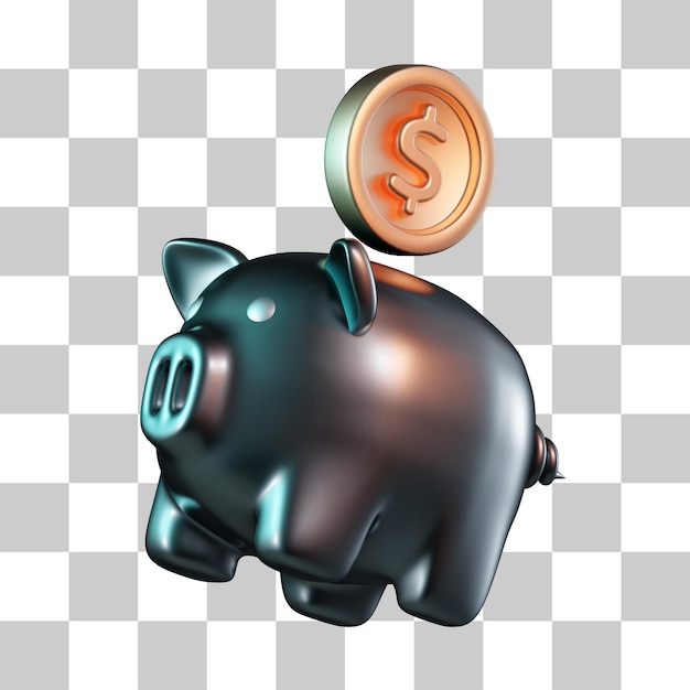 PSD icônico 3d de poupança de piggybank