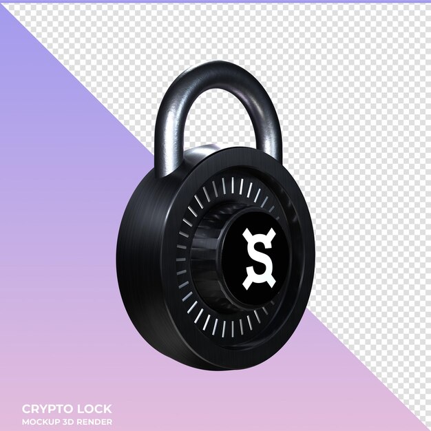 PSD icônico 3d do crypto lock frax share fxs