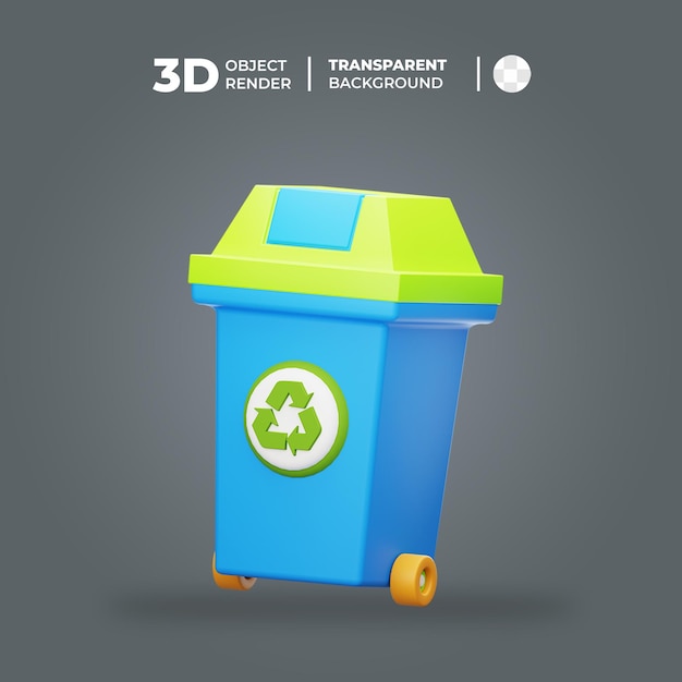 PSD icônico da lixeira de reciclagem 3d ecology