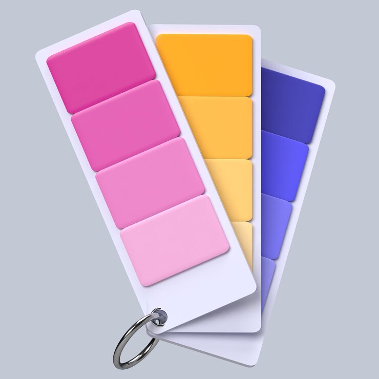PSD icônico de guia de amostras de cores 3d