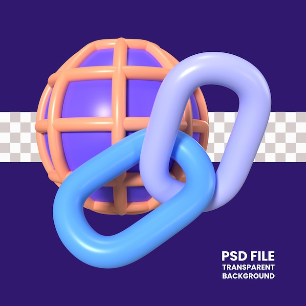 PSD icônico de ilustração 3d de hiperligação