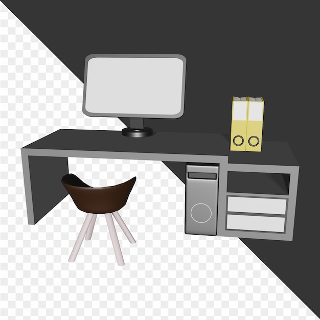 PSD icônico de mesa de escritório 3d