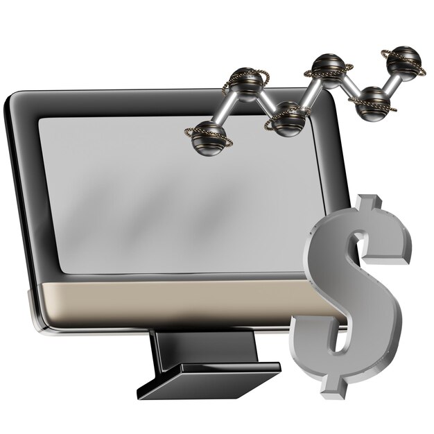PSD icônico de monitor de gráfico financeiro do 3d business money pack