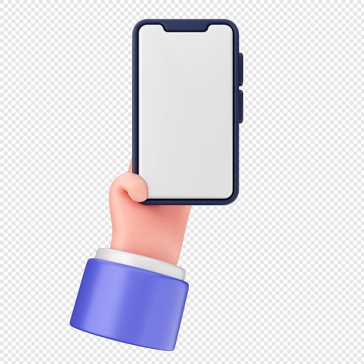 PSD icônico de smartphone em 3d segurando a mão