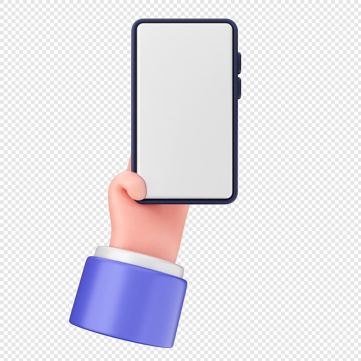 PSD icônico de smartphone em 3d segurando a mão