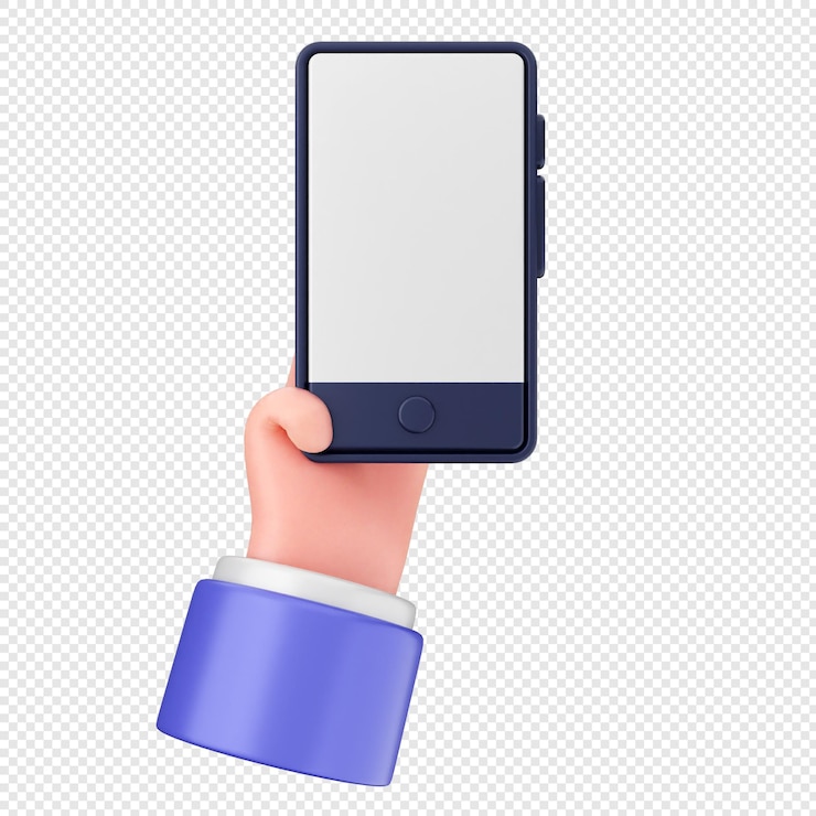 PSD icônico de smartphone em 3d segurando a mão