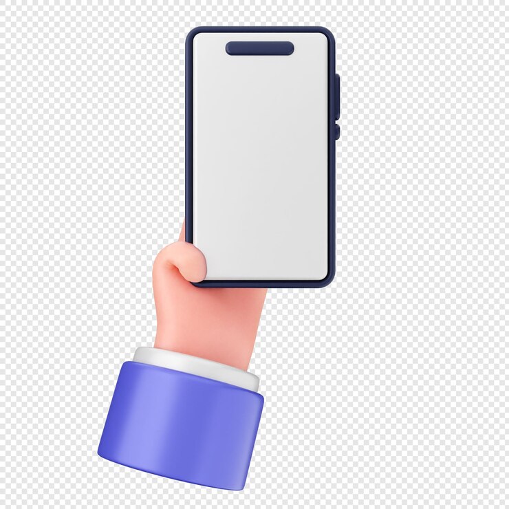 PSD icônico de smartphone em 3d segurando a mão