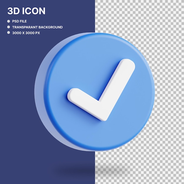 PSD icônico de verificação 3d