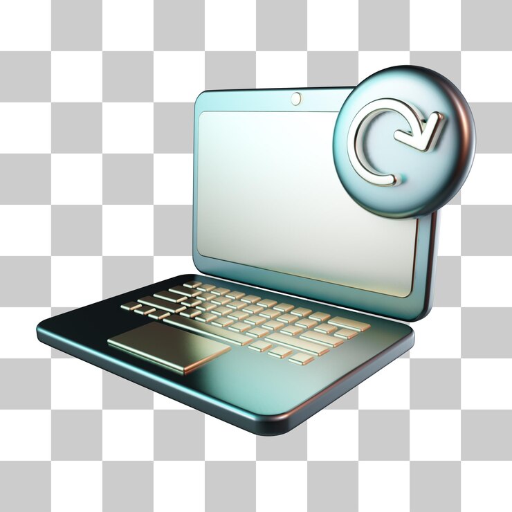 PSD icono 3d de actualización de computadora portátil