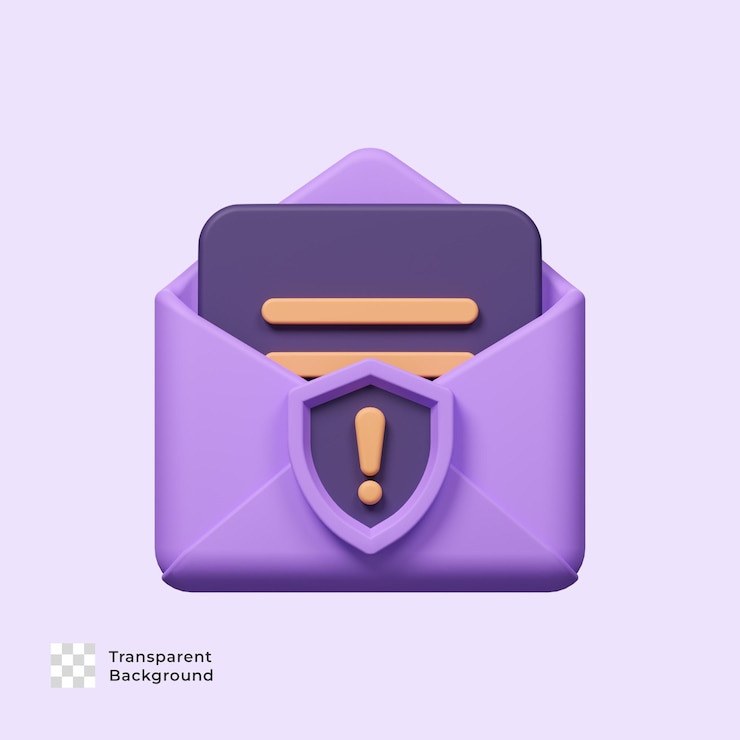 PSD icono 3d de advertencia de correo electrónico