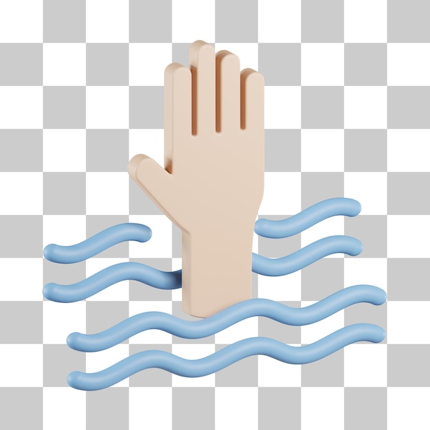 PSD icono 3d de ahogamiento de la mano