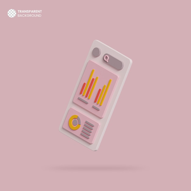 Icono 3d aislado de la interfaz de la aplicación Analytics ui