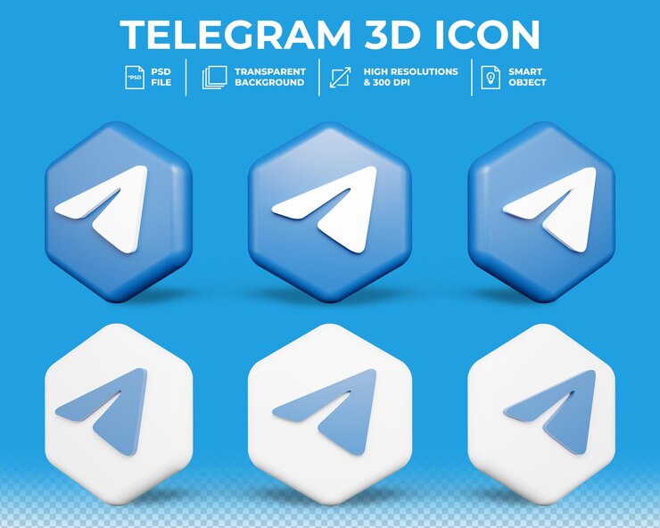 PSD icono 3d aislado de las redes sociales de telegram moderno