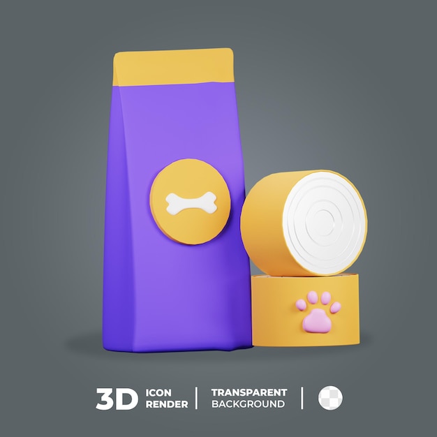 PSD icono 3d alimentos para mascotas