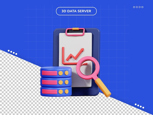 Icono 3d de análisis de datos del servidor