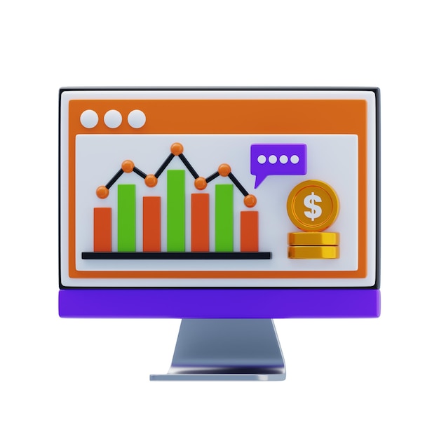 Icono 3D de análisis de mercado